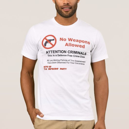 GEEN WAPENS TOEGESTAAN T-SHIRT (Voorkant)