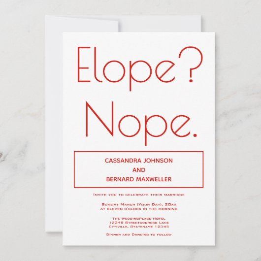 Geen weddenschap | Uitnodiging (Voorkant)