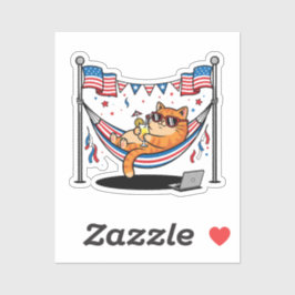 Geen werk, alles Gesponnen - Lazy Patriotic Cat Sticker