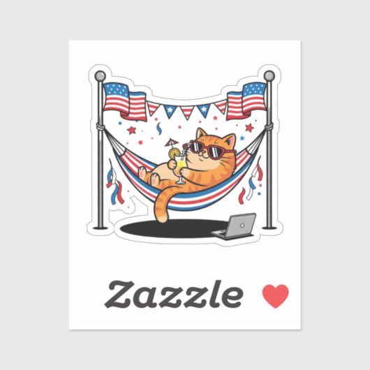 Geen werk, alles Gesponnen - Lazy Patriotic Cat Sticker (Vel)