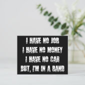 Geen werk - geen geld - geen auto briefkaart (Staand voorkant)