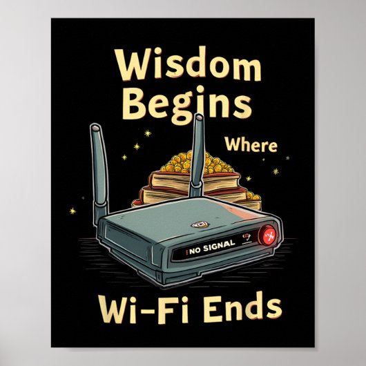 Geen Wifi Lees Boeken In Plaats - Grappige Terug N Poster (Voorkant)