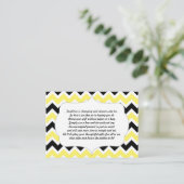 Geen wikkel inzetkaart baby shower geel zwart informatiekaartje (Staand voorkant)