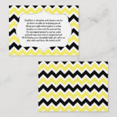 Geen wikkel inzetkaart baby shower geel zwart informatiekaartje (Voorkant / Achterkant)