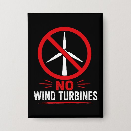Geen windturbines platteland protest button (Voorkant)