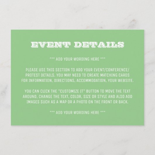 Geen winkeldetails accepteren informatiekaartje (Achterkant)