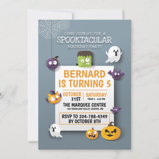 Geen woordy Kinder Halloween Birthday Party Kaart (Voorkant)