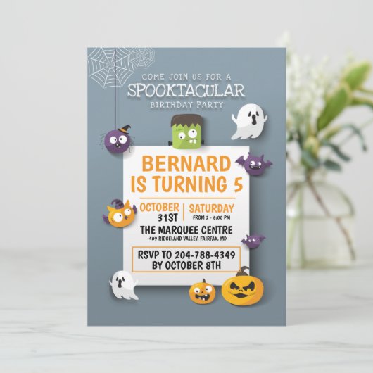 Geen woordy Kinder Halloween Birthday Party Kaart (Staand voorkant)