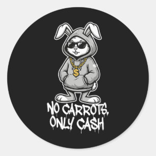 Geen wortels alleen contant grappige paashaas gang ronde sticker