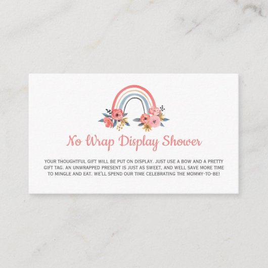 Geen Wrap Display Baby shower Bloemen Regenboog Informatiekaartje (Voorkant)