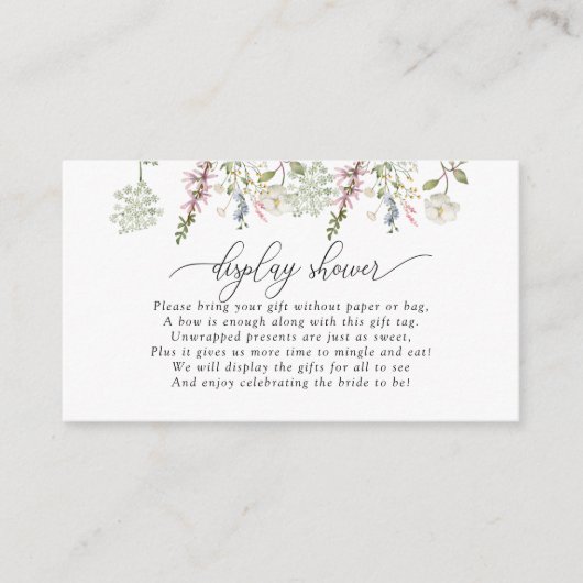 Geen wrap display douche | Chique Wildflower Informatiekaartje (Voorkant)