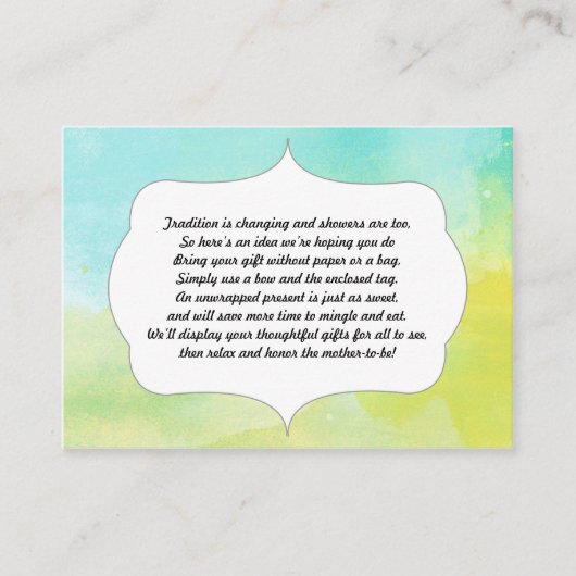 Geen wrap insert kaart water kleur blauw groen (Voorkant)