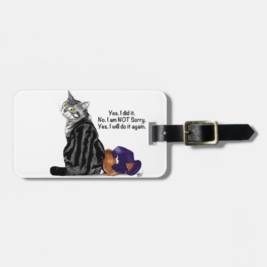 Geen wroeging Tabby Cat Funny Bagagelabel (Voorkant horizontaal)