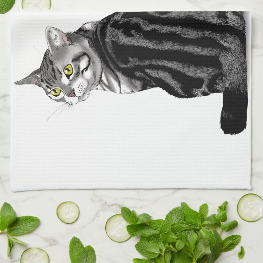 Geen wroeging Tabby Cat Funny Theedoek (Gevouwen)