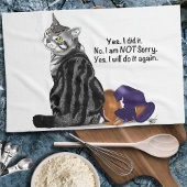 Geen wroeging Tabby Cat Funny Theedoek