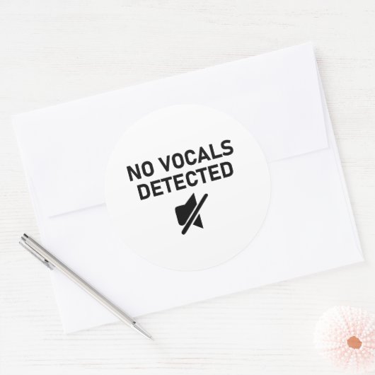 Geen zang gedetecteerd Minimale audio ontwerp Ronde Sticker (Envelop)