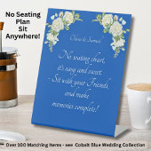 Geen Zitplaatskaart - Wedding Cobalt Blauw & Wit Reclamebord Met Voetstuk