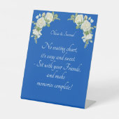 Geen Zitplaatskaart - Wedding Cobalt Blauw & Wit Reclamebord Met Voetstuk (Voorkant)