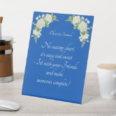 Geen Zitplaatskaart - Wedding Cobalt Blauw & Wit Reclamebord Met Voetstuk (Insitu)