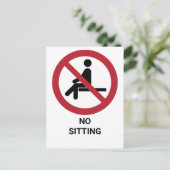 Geen zitting, verbodsbord briefkaart (Staand voorkant)