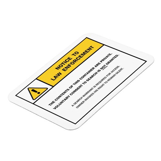 "Geen zoekopdracht zonder bevelschrift" magneettek Magneet (Linkerzijde)