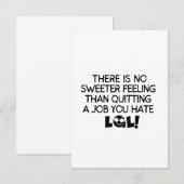 Geen zoethoudertje dan een baan opgeven die je haa bedankkaart (Voorkant / Achterkant)