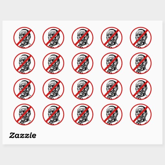 Geen zombies ronde sticker (Vel)