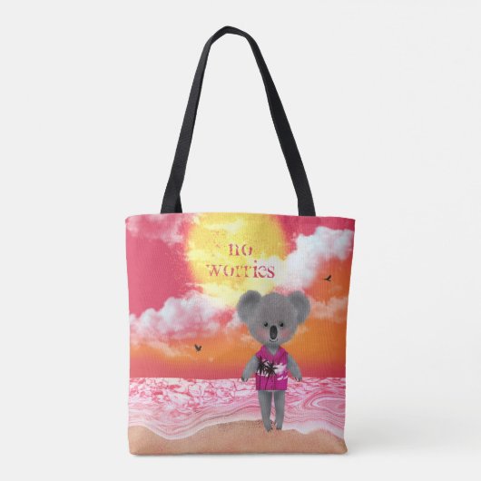 Geen zorgen over koala op zonsondergang tote bag (Achterkant)