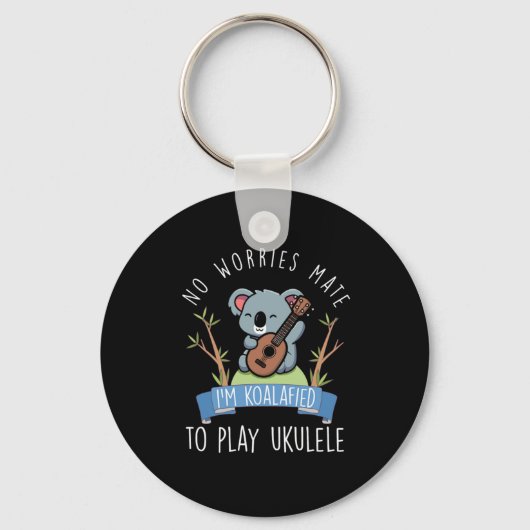 Geen zorgen over Mate Koalafied Ukulele Player Uke Sleutelhanger (Voorkant)
