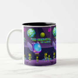 Geen zwaartekracht geen grenzen tweekleurige koffiemok