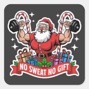 Geen Zweet Geen Kado Santa Hef Dumbbells Bodybuild Vierkante Sticker