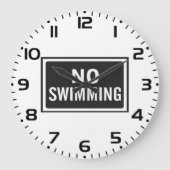 Geen Zwembord Vet Zwart-wit Waarschuwing Grote Klok (Voorkant)