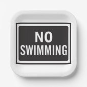 Geen Zwembord Vet Zwart-wit Waarschuwing Papieren Bordje (Voorkant)
