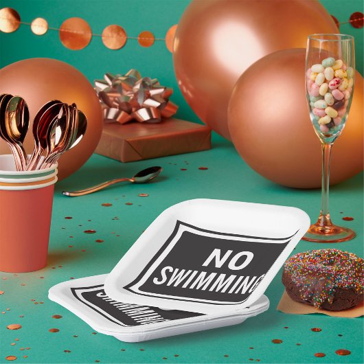 Geen Zwembord Vet Zwart-wit Waarschuwing Papieren Bordje