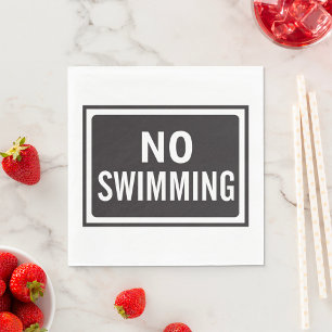 Geen Zwembord Vet Zwart-wit Waarschuwing Servet