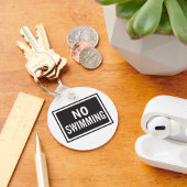 Geen Zwembord Vet Zwart-wit Waarschuwing Sleutelhanger