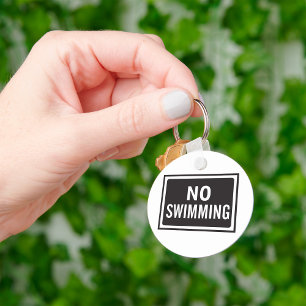 Geen Zwembord Vet Zwart-wit Waarschuwing Sleutelhanger