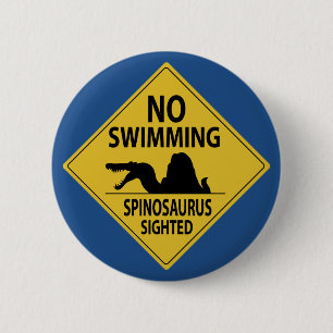 Geen zwemmen - Spinosaurus Gewogen Ronde Button 5,7 Cm