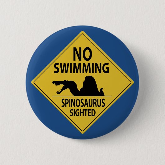 Geen zwemmen - Spinosaurus Gewogen Ronde Button 5,7 Cm (Voorkant)