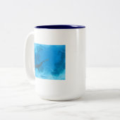 Geen zwemmen! tweekleurige koffiemok (Voorkant links)