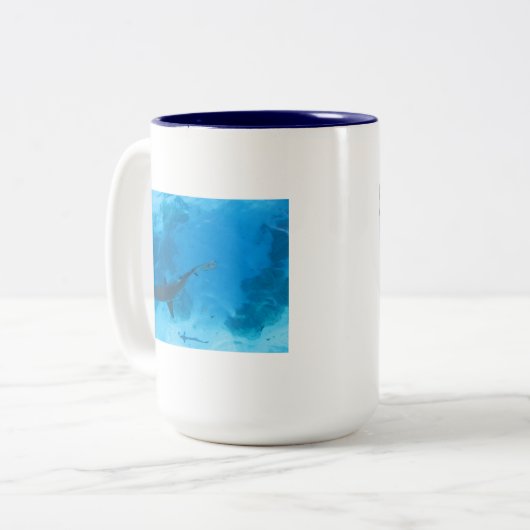 Geen zwemmen! tweekleurige koffiemok (Voorkant links)