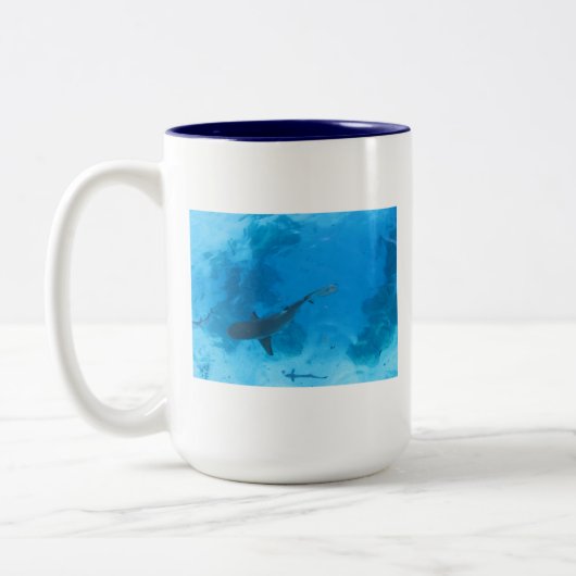 Geen zwemmen! tweekleurige koffiemok (Links)