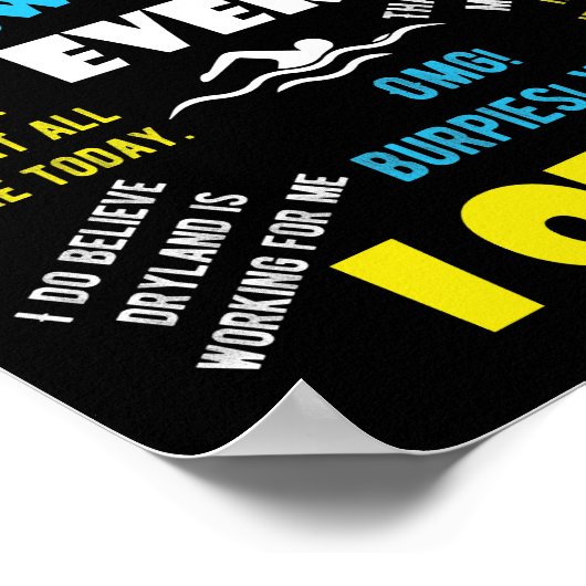 Geen zwemmer ooit concurrerende zwemprijzen poster (Hoek)