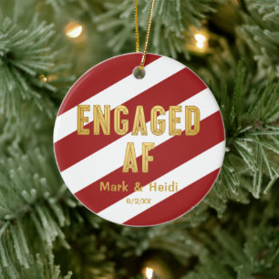 Geëngageerd AF Funny Personalized Red Verloving Keramisch Ornament