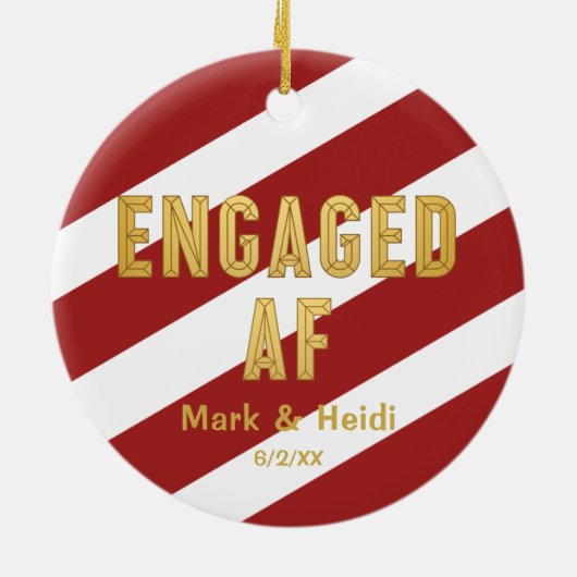 Geëngageerd AF Funny Personalized Red Verloving Keramisch Ornament (Achterkant)