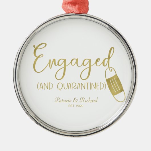 Geëngageerd en gepantserd Verloving Metalen Ornament (Voorkant)