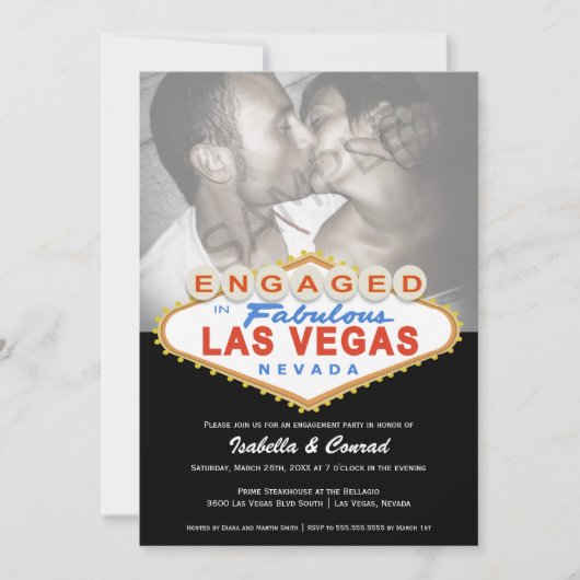 Geëngageerd in Las Vegas Sign Engagement Party Kaart (Voorkant)