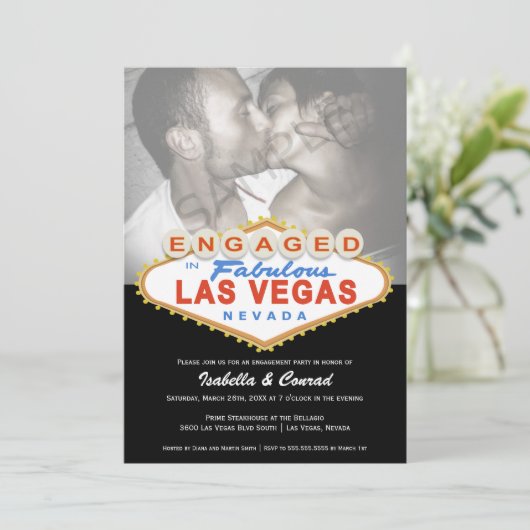 Geëngageerd in Las Vegas Sign Engagement Party Kaart (Staand voorkant)