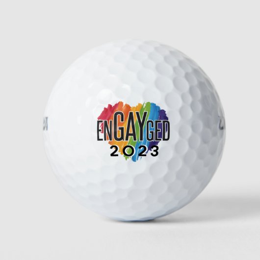 Geëngageerde 2023 Gay Verloving Rainbow LGBTQ Prid Golfballen (Voorkant)
