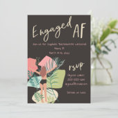 Geëngageerde AF Black en White Summer Bachelorette Kaart (Staand voorkant)